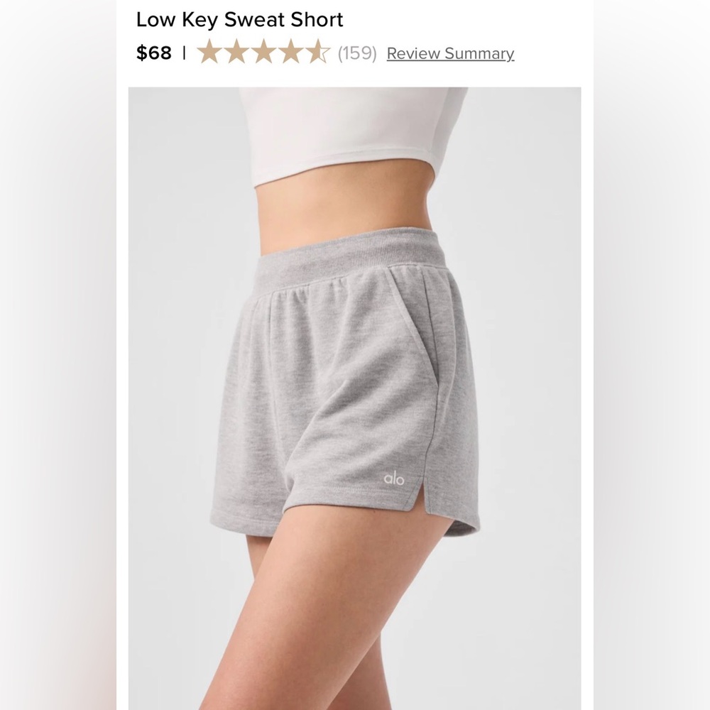 ALO Low Key Sweat Short in Athletic Heather Grey Size Medium